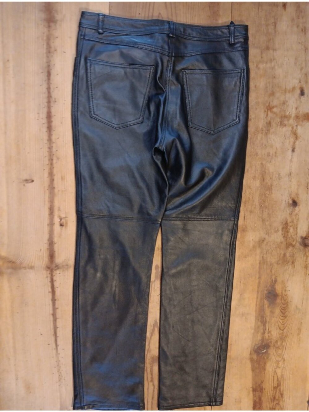Vtg Y2K Rampage Genuine Leather Pants Junior 5 Black Straight Leg 5 Pocket 31x30